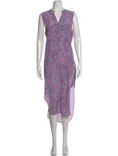 Pre-owned Marie Oliver Silk Midi Length Dress In Purple