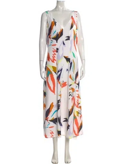 Pre-owned Marie Oliver Silk Midi Length Dress W/ Tags In White