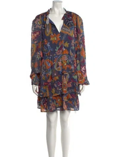 Pre-owned Marie Oliver Silk Mini Dress In Blue