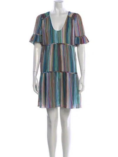 Pre-owned Marie Oliver Silk Mini Dress In Blue