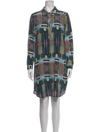 Pre-owned Marie Oliver Silk Mini Dress In Green