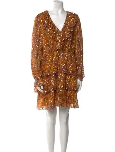 Pre-owned Marie Oliver Silk Mini Dress In Orange
