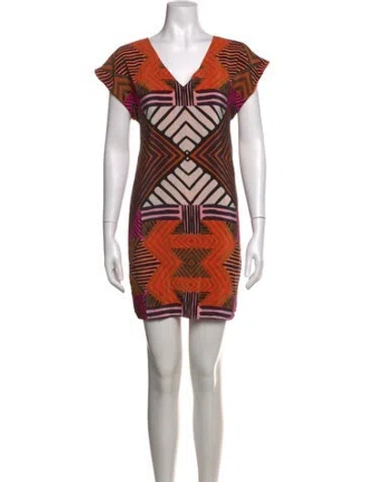 Pre-owned Marie Oliver Silk Mini Dress In Orange
