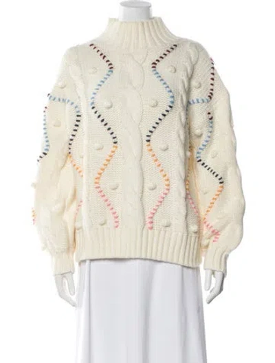Pre-owned Marie Oliver Silk Mock Neck Sweater In Neutral