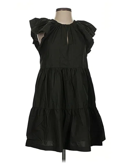 Pre-owned Marie Oliver Sleeveless Top Black Ruffles Neckline Tops