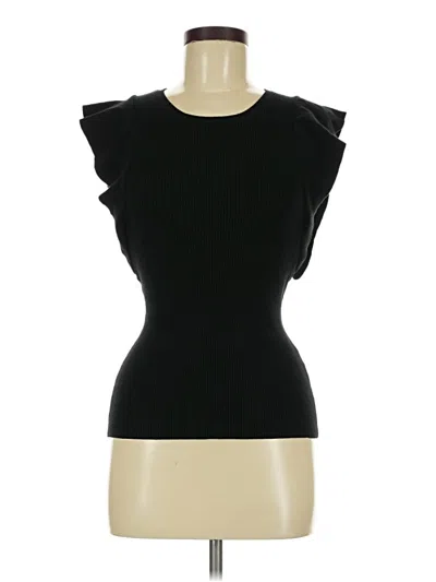 Pre-owned Marie Oliver Sleeveless Top Black Ruffles Neckline Tops