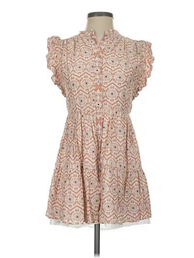 Pre-owned Marie Oliver Sleeveless Top Orange Ruffles Neckline Tops