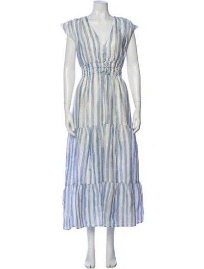 Pre-owned Marie Oliver Striped Long Dress In Blue