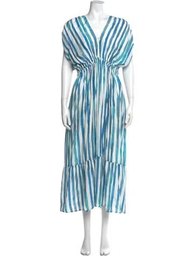 Pre-owned Marie Oliver Striped Long Dress In Blue