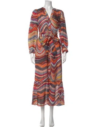 Pre-owned Marie Oliver Striped Long Dress In Multi