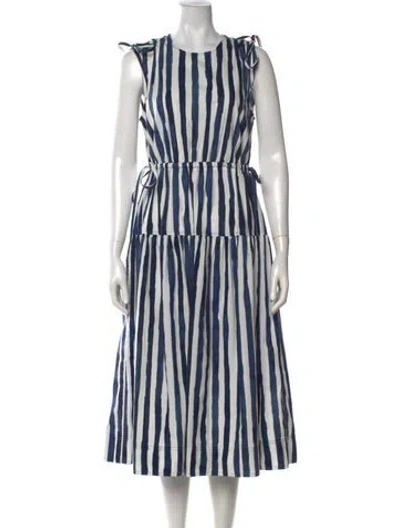 Pre-owned Marie Oliver Striped Midi Length Dress In Grey