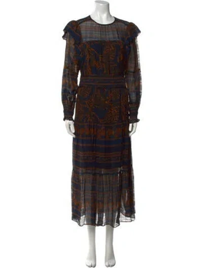 Pre-owned Marie Oliver Striped Midi Length Dress W/ Tags In Blue
