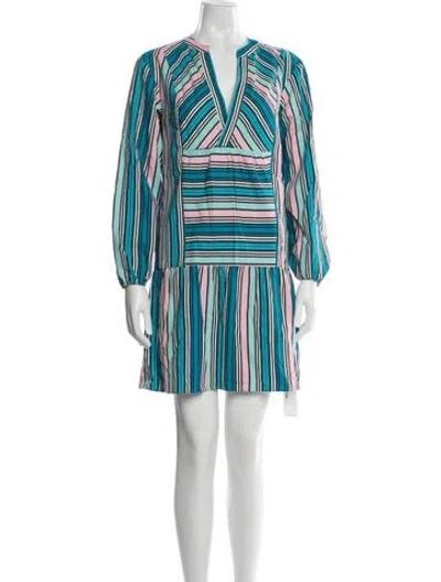 Pre-owned Marie Oliver Striped Mini Dress In Blue
