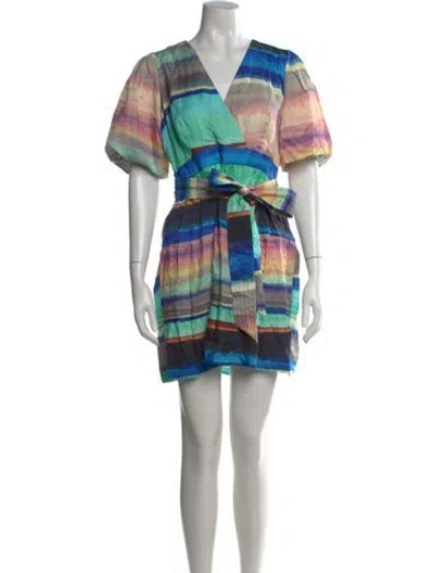 Pre-owned Marie Oliver Striped Mini Dress W/ Tags In Green