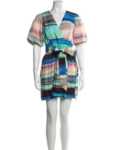 Pre-owned Marie Oliver Striped Mini Dress W/ Tags In Green