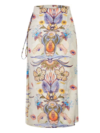 Marie Oliver Sunnie Floral-printed Wrap Skirt In White