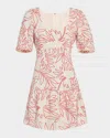 Marie Oliver Temma Embroidered Square-neck Linen Mini Dress In White