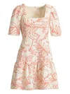 Marie Oliver Temma Embroidered Square-neck Linen Mini Dress