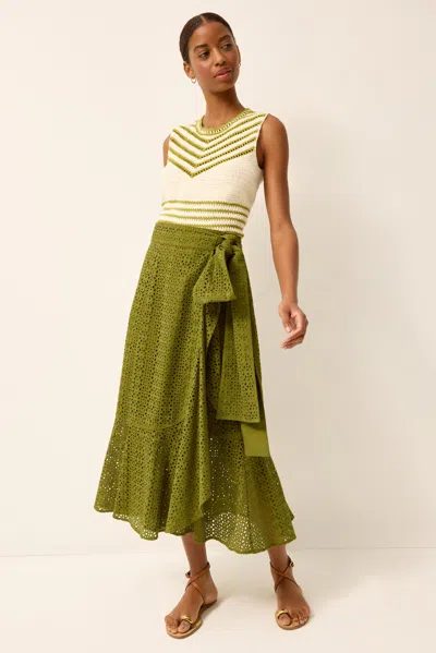 Marie Oliver Teresa Eyelet Skirt In Green