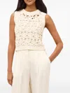 Marie Oliver Thea Floral Crochet Knit Top In Ecru In White