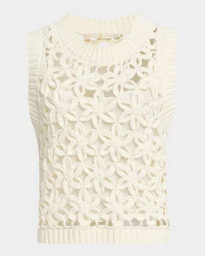 Marie Oliver Thea Floral Mesh Shell Top In White