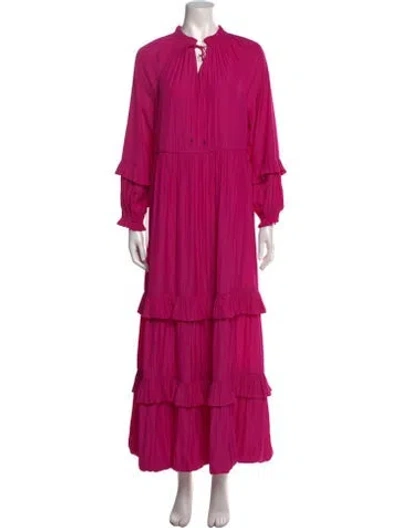Pre-owned Marie Oliver Tie Neck Long Dress In Pink