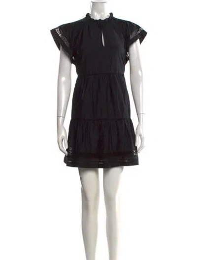 Pre-owned Marie Oliver Tie Neck Mini Dress In Black