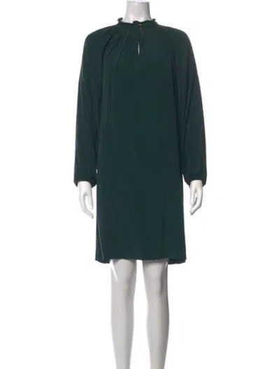 Pre-owned Marie Oliver Tie Neck Mini Dress In Green