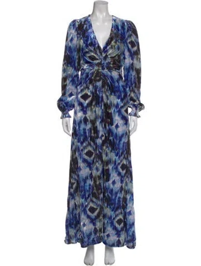 Pre-owned Marie Oliver Tie-dye Print Long Dress In Blue