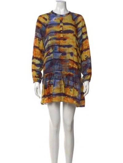 Pre-owned Marie Oliver Tie-dye Print Mini Dress In Blue