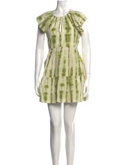 Pre-owned Marie Oliver Tie-dye Print Mini Dress In Green