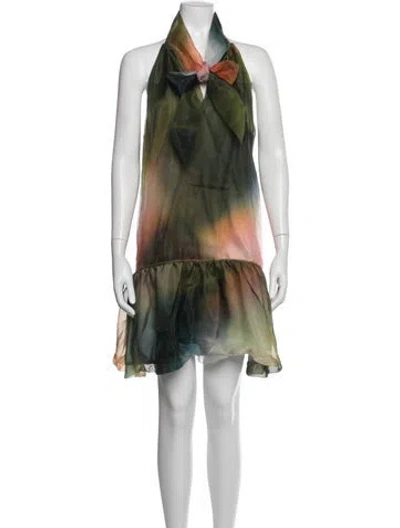 Pre-owned Marie Oliver Tie-dye Print Mini Dress In Green