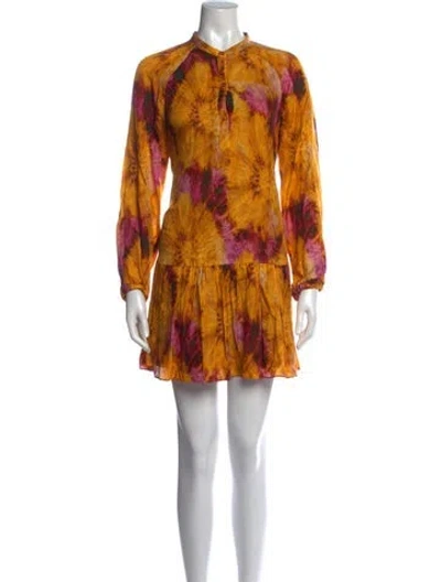 Pre-owned Marie Oliver Tie-dye Print Mini Dress In Orange/yellow