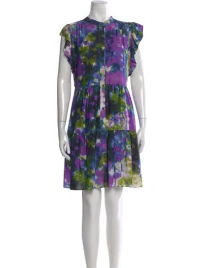 Pre-owned Marie Oliver Tie-dye Print Mini Dress In Purple