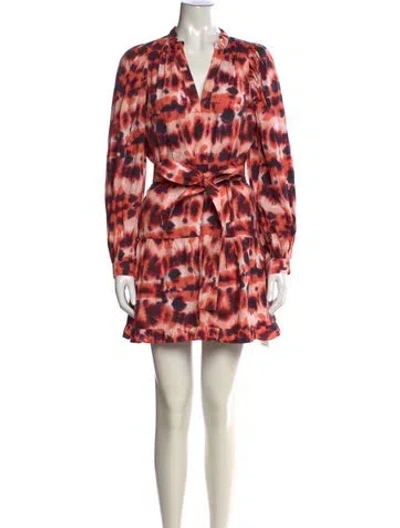 Pre-owned Marie Oliver Tie-dye Print Mini Dress In Red