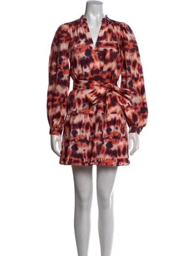 Pre-owned Marie Oliver Tie-dye Print Mini Dress W/ Tags In Red