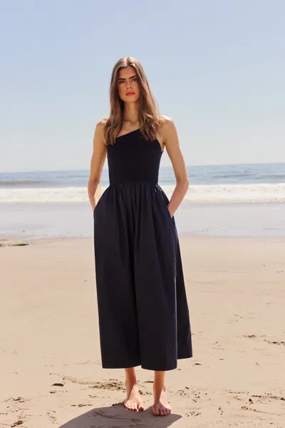 Marie Oliver Tobie One-shoulder Maxi Dress In Navy In Black