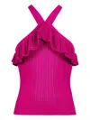Marie Oliver Tricia Halter-neck Ruffled Top In Pink