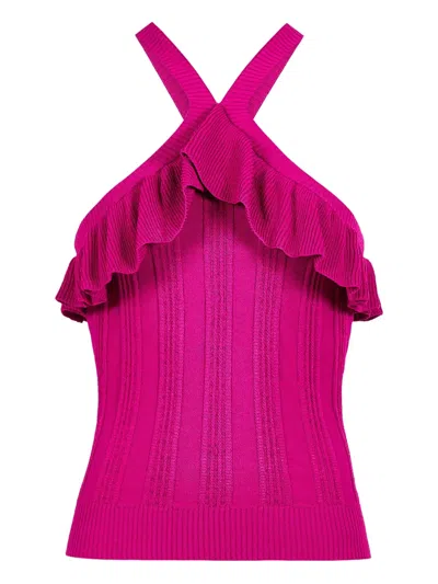 Marie Oliver Tricia Halter-neck Ruffled Top In Pink