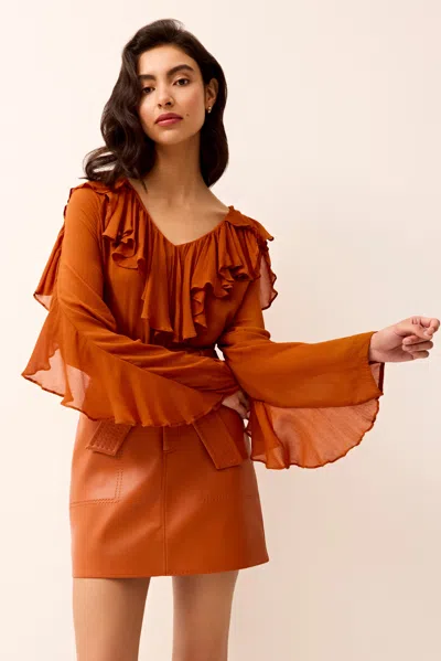 Marie Oliver Trudy Blouse In Brandy