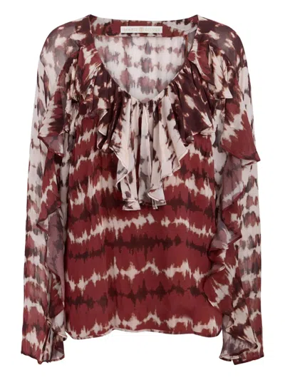 Marie Oliver Trudy Ruffled Tie-dye Blouse In Red