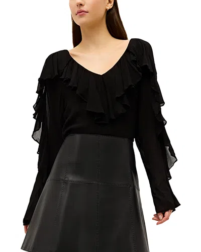 Marie Oliver Trudy Ruffled Top In Black