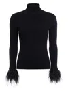 Marie Oliver Tucker Feather Trim Top In Black