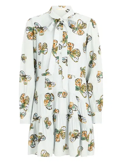 Marie Oliver Ulanie Butterfly-print Tiered Dress In Multi