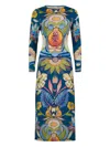 Marie Oliver Vaughn Floral-print Long-sleeve Dress In Blau