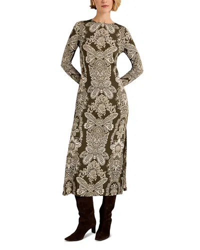 Marie Oliver Vaughn Round Neck Long Sleeve Dress In Gray