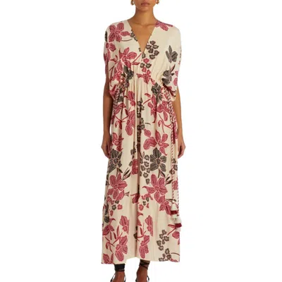 Marie Oliver Venus Tassel Caftan In Cherry Blossom