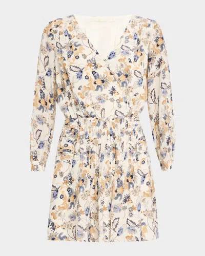 Marie Oliver Vera Pintuck Floral-print Silk Dress In Crossvine
