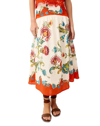 Marie Oliver Vicki Floral Drop Waist Skirt In White