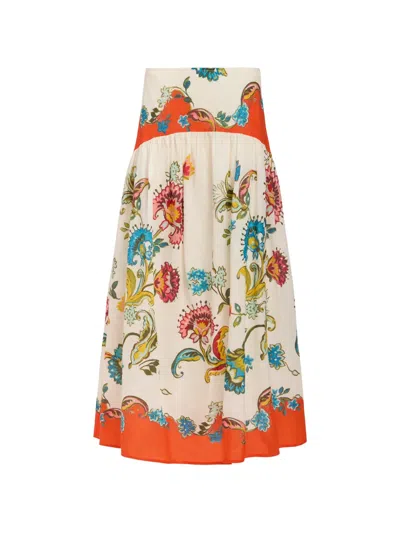 Marie Oliver Vicki Floral Drop Waist Skirt In White